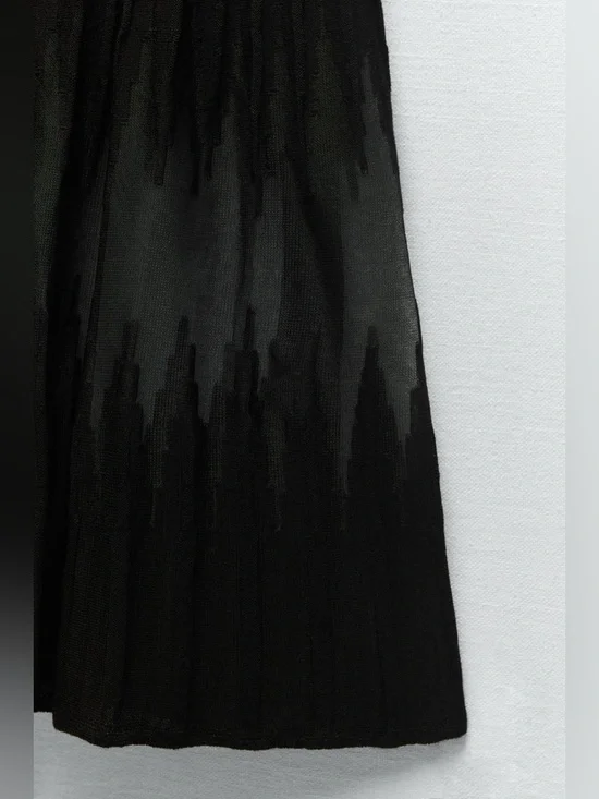 Zara PLEATED SQUARE-NECK MAXI DRESS. Black. Size S. New with Tags. - Picture 8 of 8